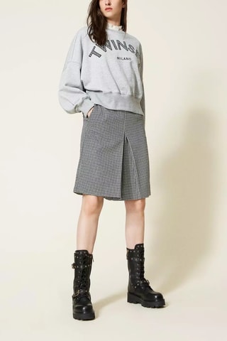 Jupe-short en laine - Gris clair et noir