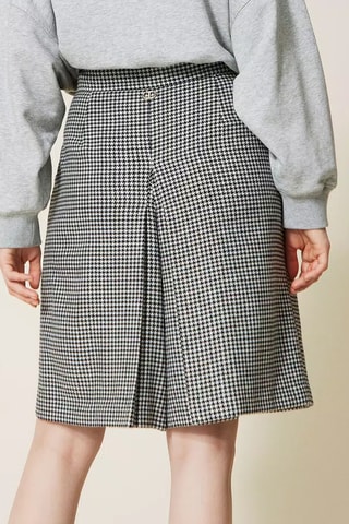 Jupe-short en laine - Gris clair et noir