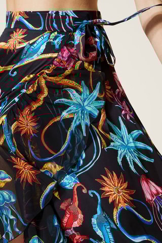 Jupe portefeuille taille haute Noir