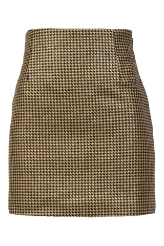 Jupe droite taille haute en laine - Beige et noir