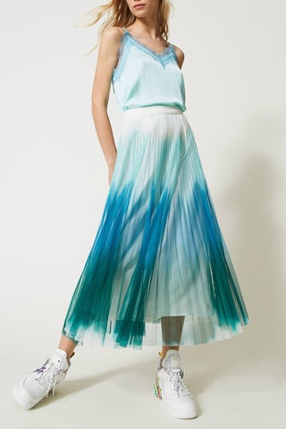 Jupe plissée dip and dye - Bleu et blanc