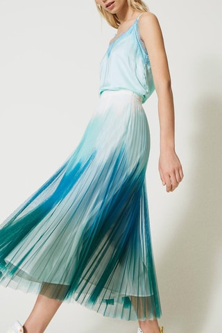 Jupe plissée dip and dye - Bleu et blanc