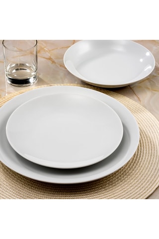 6 assiettes plates en porcelaine Hermine - 27 cm
