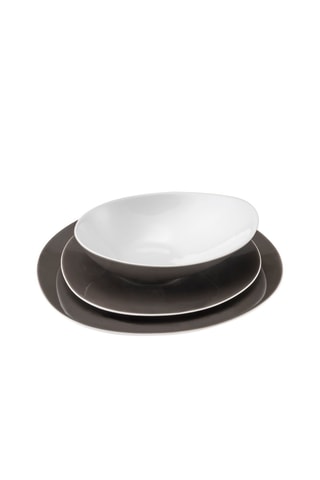 Service en porcelaine Sven marron - 18 pièces