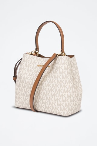 Leren Handtas - Ecru en bruin