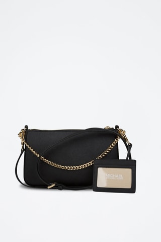 Leren Schoudertas en Pasjeshouder - Zwart