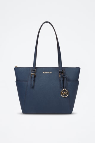 Leren Shopper - Marineblauw en Goudkleurig