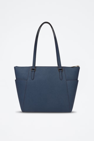 Leren Shopper - Marineblauw en Goudkleurig