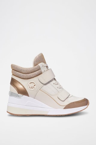 Leren Wedge Sneakers Camel
