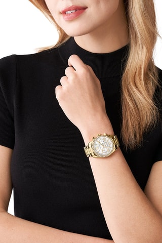 Montre à quartz en acier - Chronographe - Doré