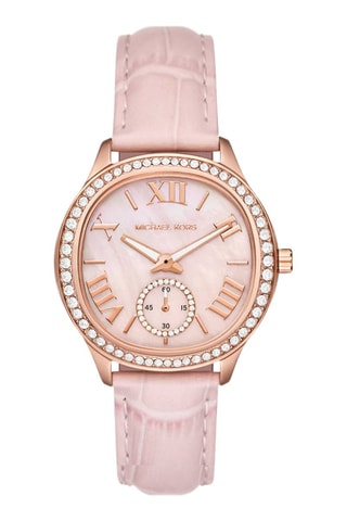 Leren Quartz Horloge - Roze en Roségoudkleurig