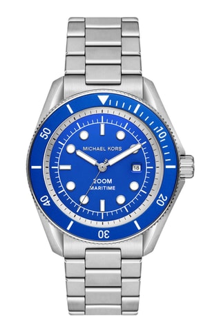 Stalen Quartz Horloge - Zilverkleurig en Blauw