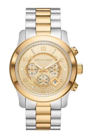 Stalen Quartz Horloge - Chronograaf - Goudkleurig en Zilverkleurig