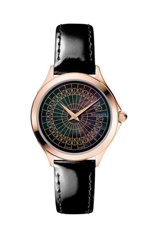 Montre à quartz en cuir Flamea - Noir et doré rose