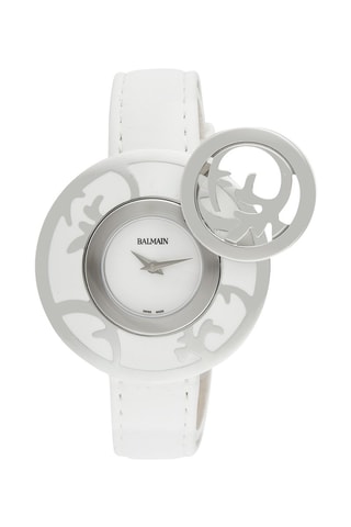 Montre à quartz en satin, acier et résine Fairy Arabesques - Blanc et argenté