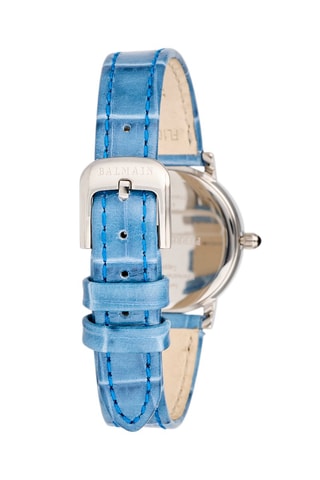 Montre à quartz en cuir Elégance Chic - Bleu et argenté