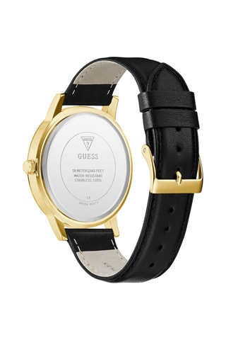 Montre à quartz en cuir - Noir et doré