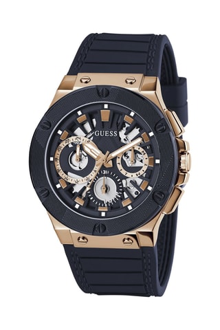 Montre à quartz en silicone - Bleu marine et doré