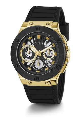 Montre à quartz en silicone - Noir et doré