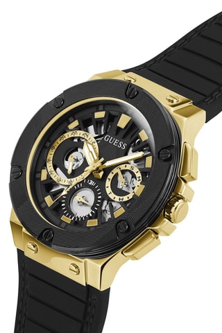 Montre à quartz en silicone - Noir et doré