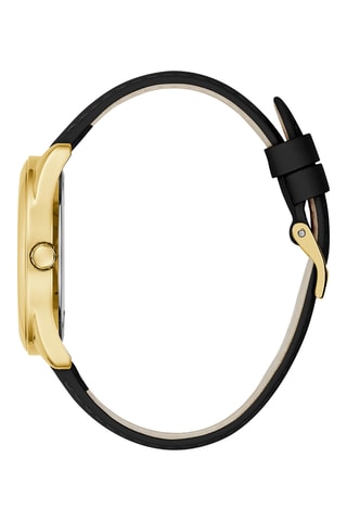 Leren Quartz Horloge - Zwart en Goudkleurig