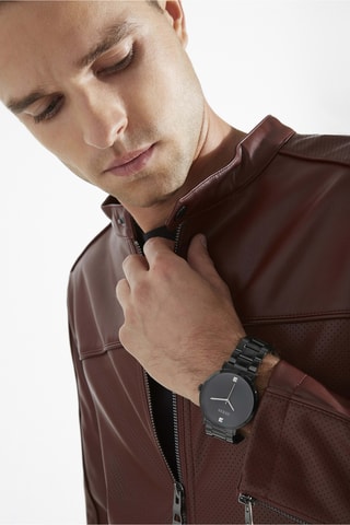 Montre à quartz en acier - Noir