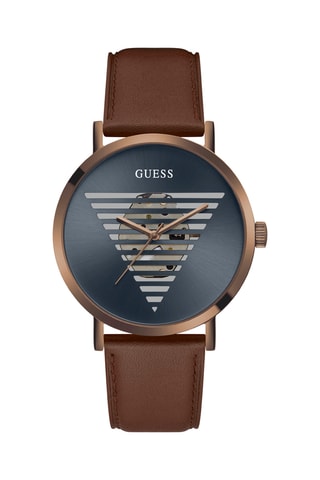 Montre à quartz en cuir - Marron et doré rose