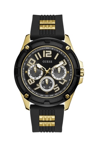 Montre à quartz en silicone - Tachymètre - Noir et doré