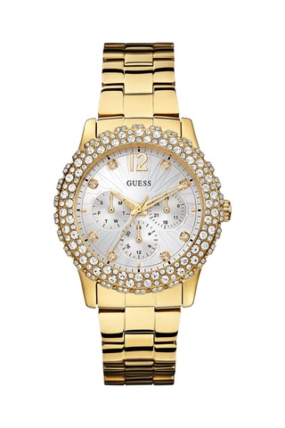 Stalen Quartz Horloge Goudkleurig en Wit