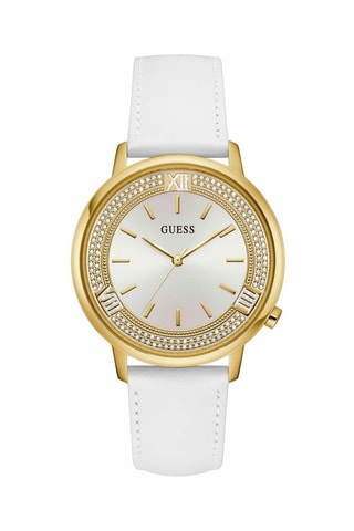 Leren Quartz Horloge Wit en Goudkleurig