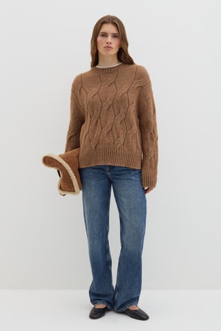 Camisola em lã e alpaca - Castanho