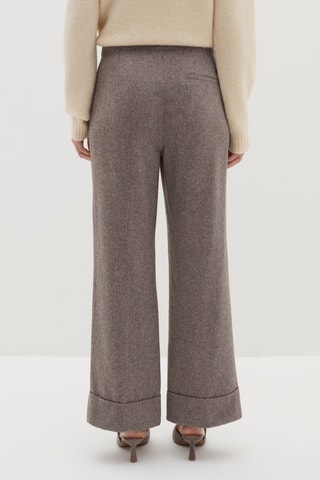 Calças direitas em lã - Castanho