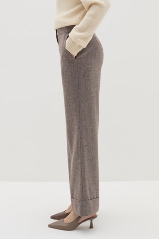 Calças direitas em lã - Castanho