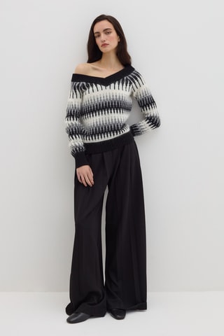 Camisola de lã - Branco e preto