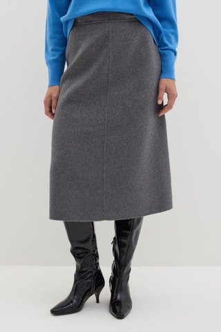 Saia estilo patinadora de lã - Cinzento mesclado