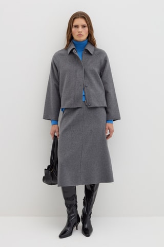 Saia estilo patinadora de lã - Cinzento mesclado