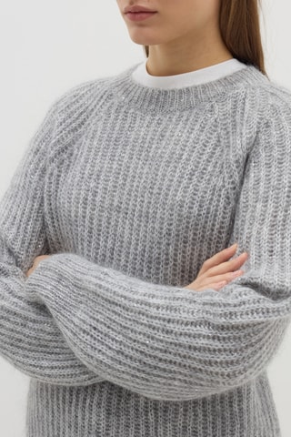 Camisola em lã mohair - Cinzento-claro