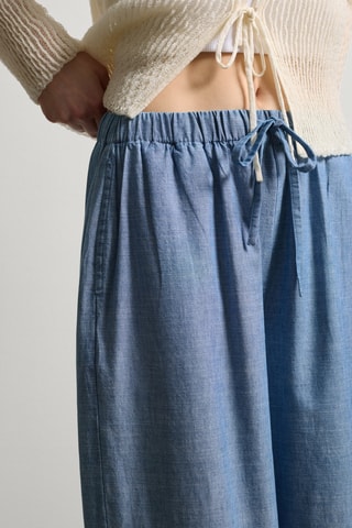 Calças wide legs - Azul-claro