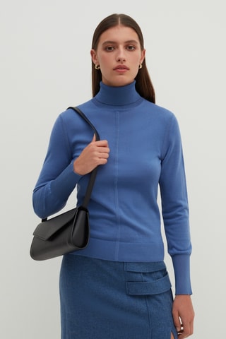 Camisola em lã e seda - Azul