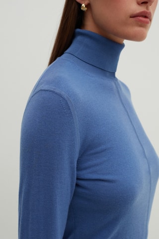 Camisola em lã e seda - Azul