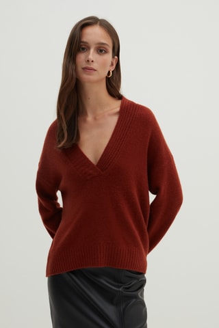 Camisola em caxemira - Vermelho-tijolo