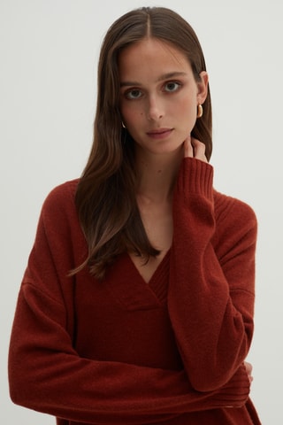 Camisola em caxemira - Vermelho-tijolo