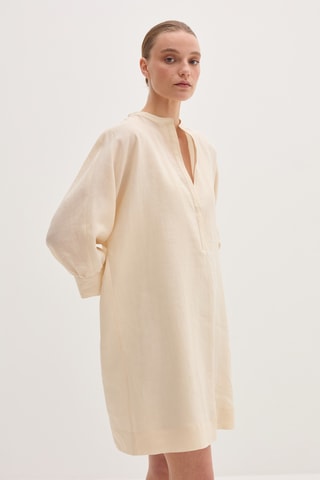 Vestido direito em rami - Bege