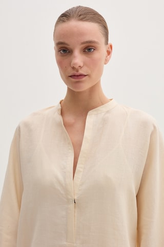 Vestido direito em rami - Bege