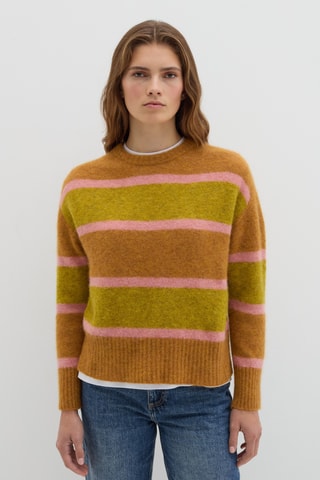 Camisola em lã mohair - Castanho e verde