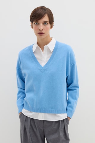 Camisola em lã e caxemira - Azul-celeste