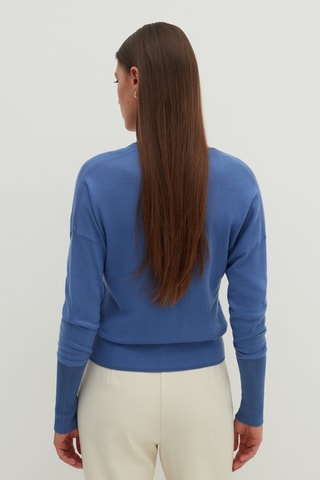 Camisola em lã e seda - Azul