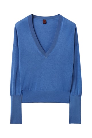 Camisola em lã e seda - Azul