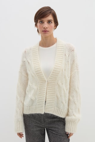 Casaco de malha em lã mérino - Cru