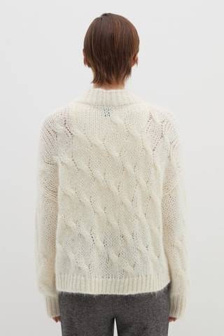 Casaco de malha em lã mérino - Cru